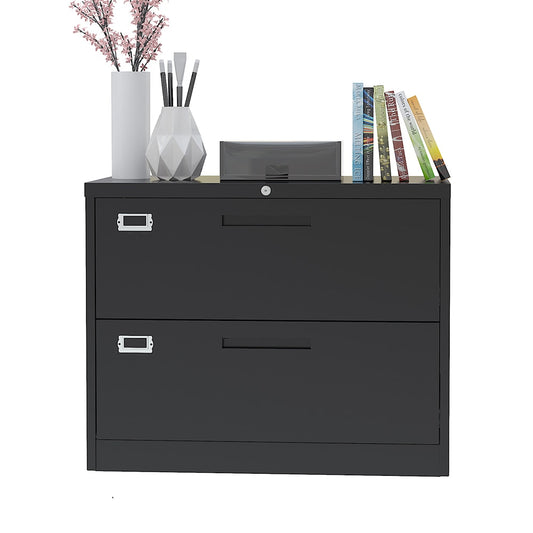 2/3 Drawer Metal Lateral File Cabinet W/Lock Steel Office Filing Cabinet for Legal/Letter A4 Size Wide File Cabinet Black/White