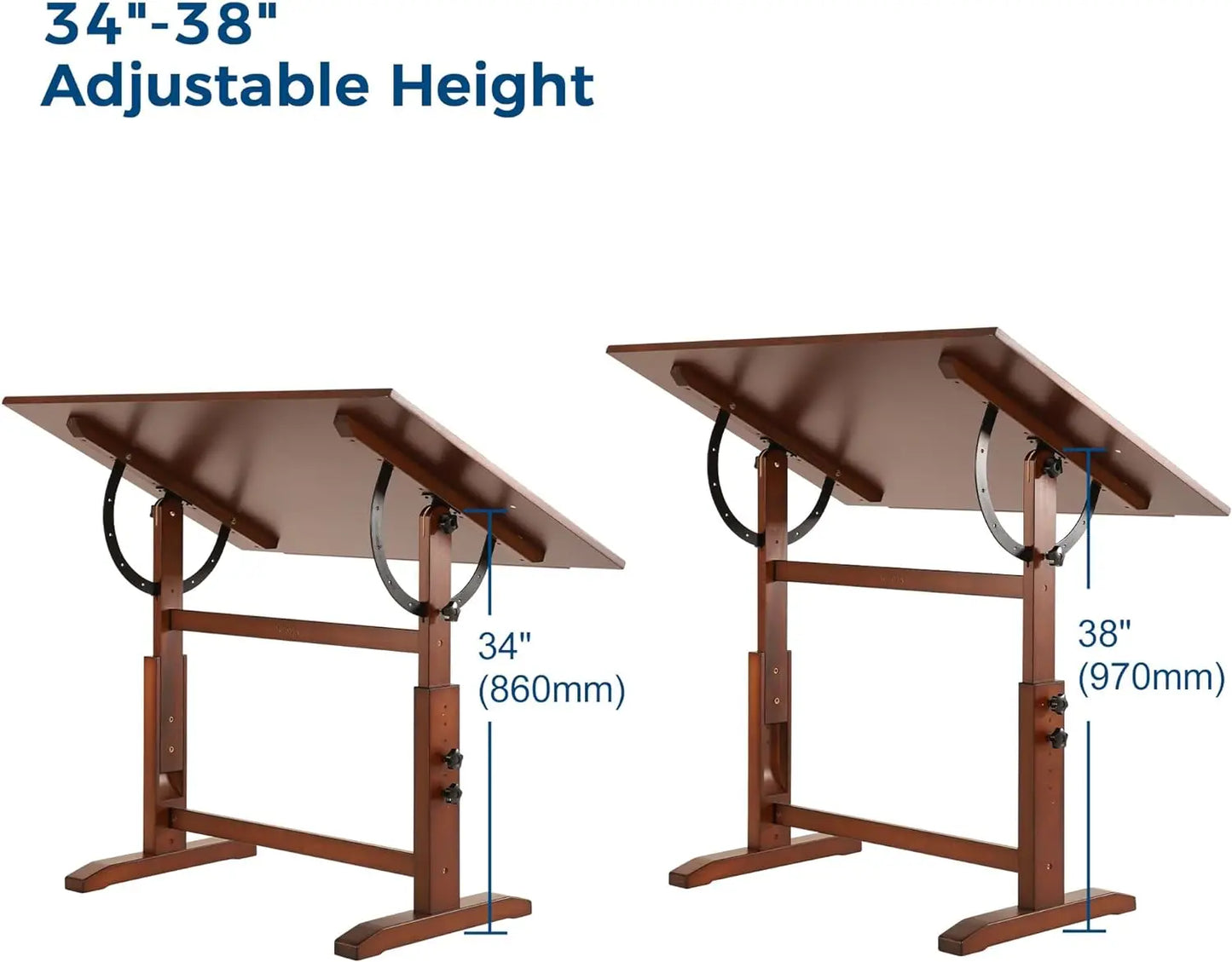 VISWIN 30" x 42" Extra-Large Artist Drafting Table, Adjustable Height & Angle, Solid Pine Wood Drawing Table