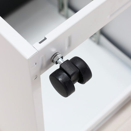 File Cabinet White Iron Chest of Drawers Gooseneck Three Drawers Side Pull Metal