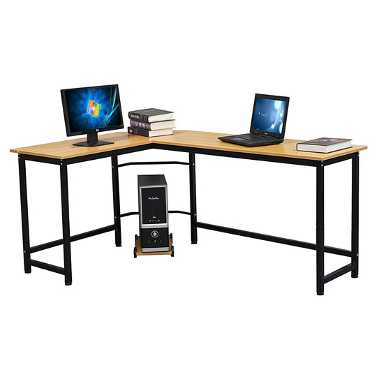 Two Colors L-ShapedL-Shaped Desktop Computer Desk Computer Table PC Desk Rotating Corner Desk & Modern Office Study Workstation