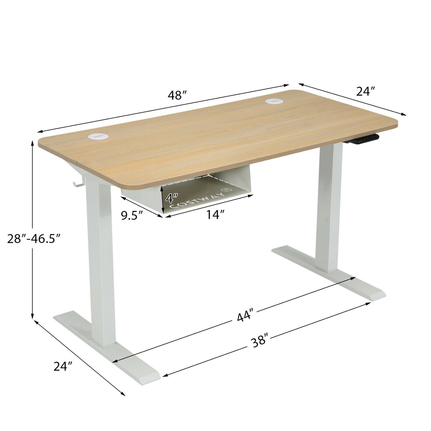 Electric Standing Desk Height Adjustable w/ Control Panel & USB Port JV10229US