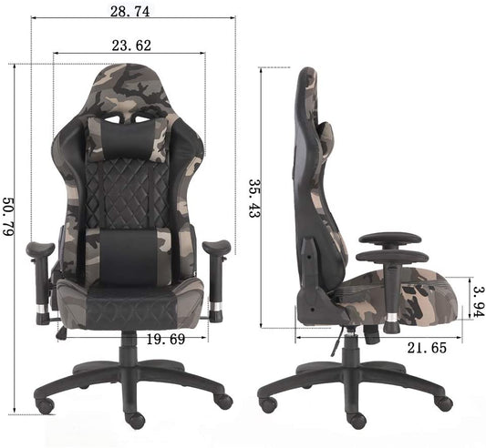 Computer Chair, Gaming Chair Office Swivel Chairs with headrest and Lumbar Pillow Camo-B