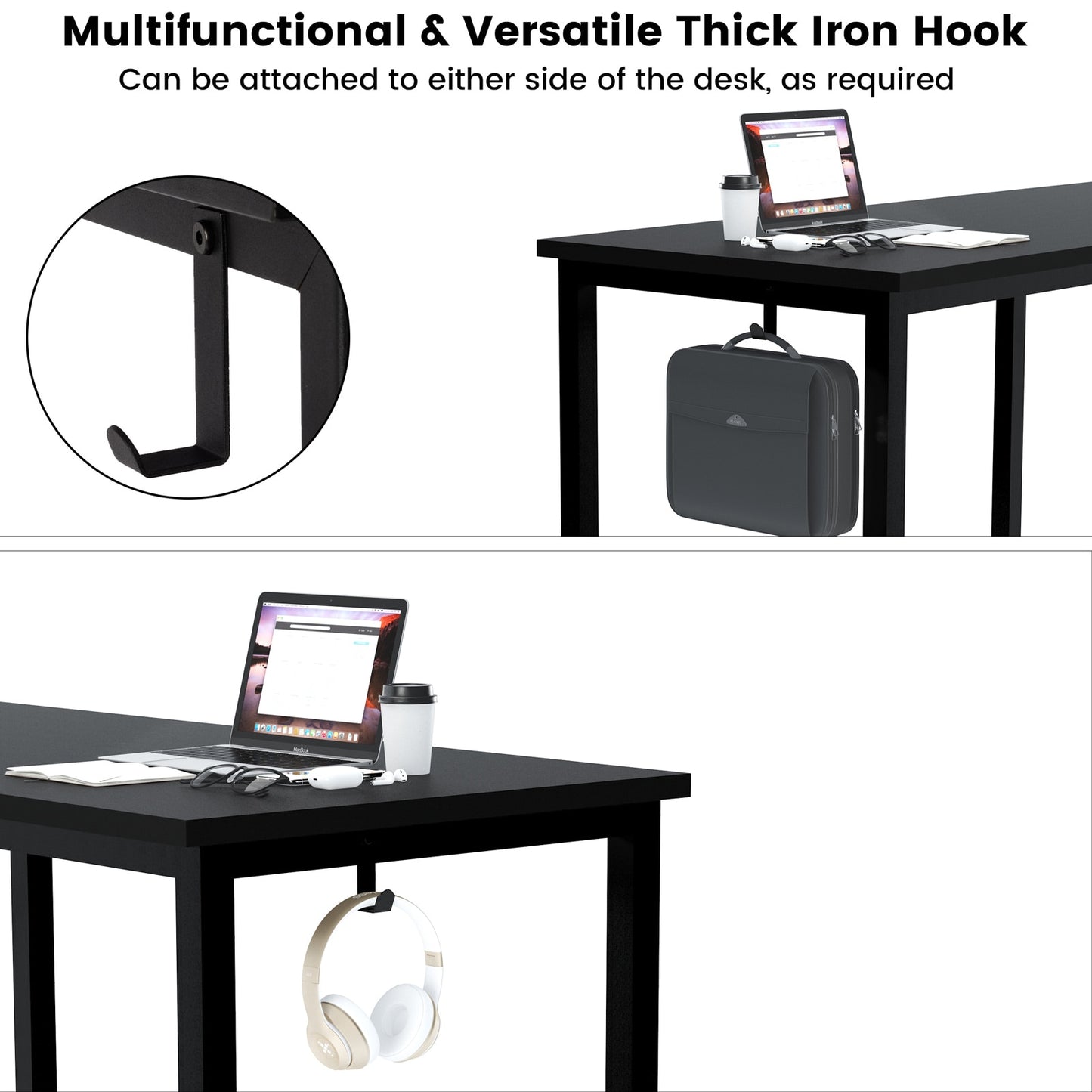 L-Shaped PC Laptop Computer Desk 55-Inch Corner Desk Writing Study Workstation W/ Storage Shelf Adjustable 2 Person Long Table