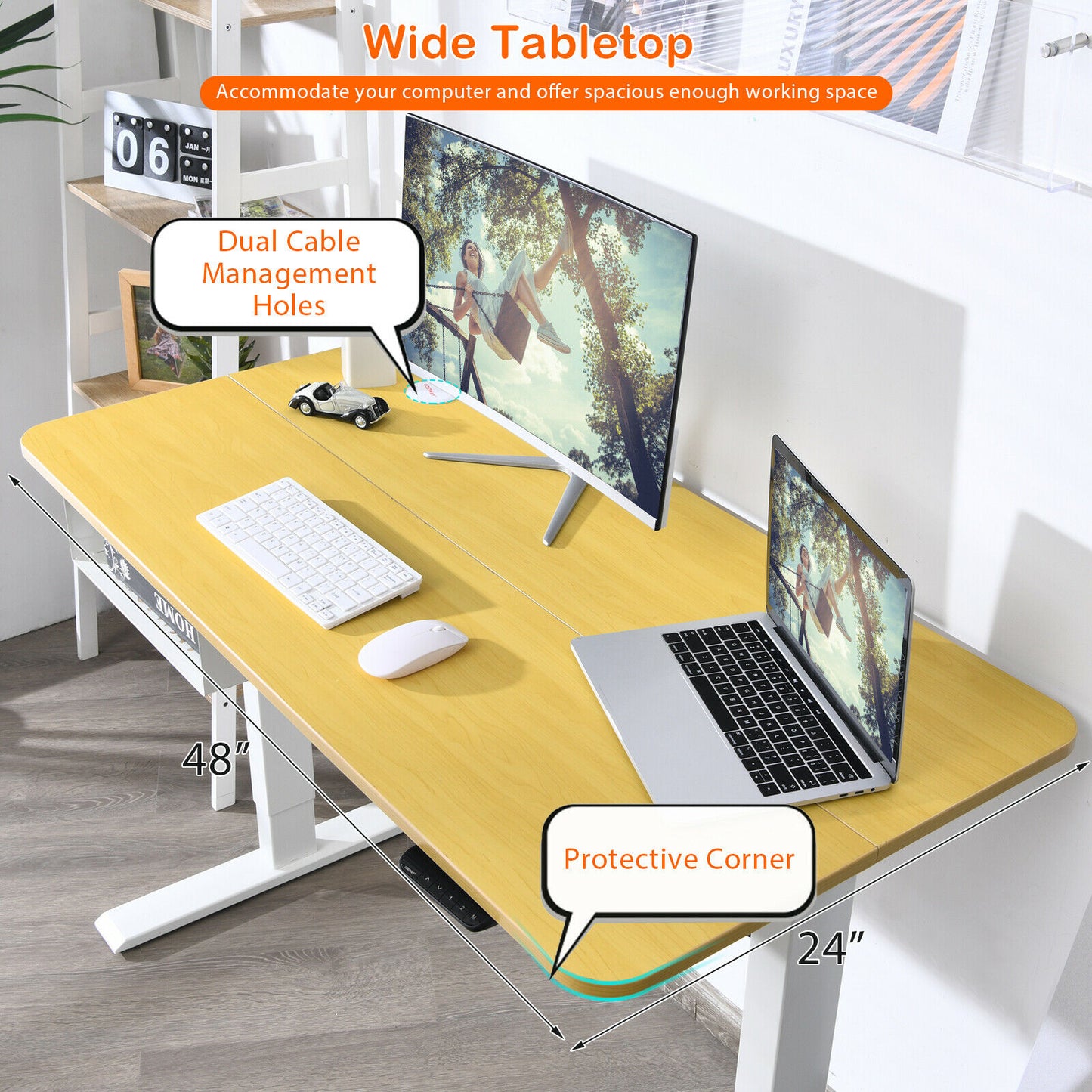 Electric Standing Desk Height Adjustable w/ Control Panel & USB Port JV10229US