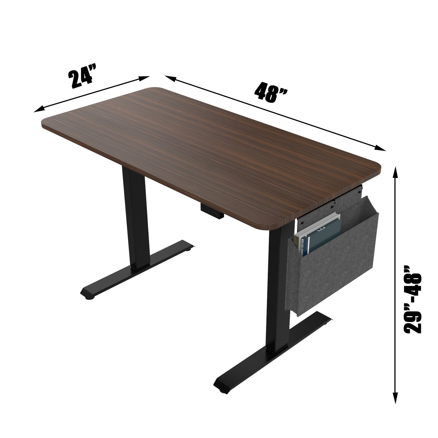 Height Adjustable Electric Standing Desk,48X24 Inch Stand Up Table With Headset Hook And Storage Bag