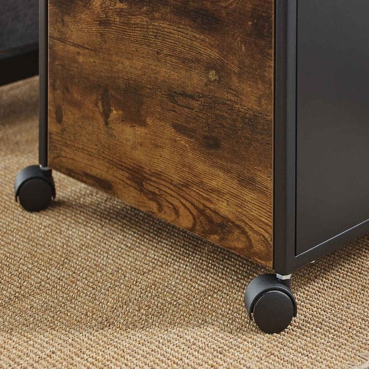 Mobile File Cabinet on Wheels, with 2 Drawers, Open Shelf, for A4, Letter Size, Hanging File Folders, Industrial Style