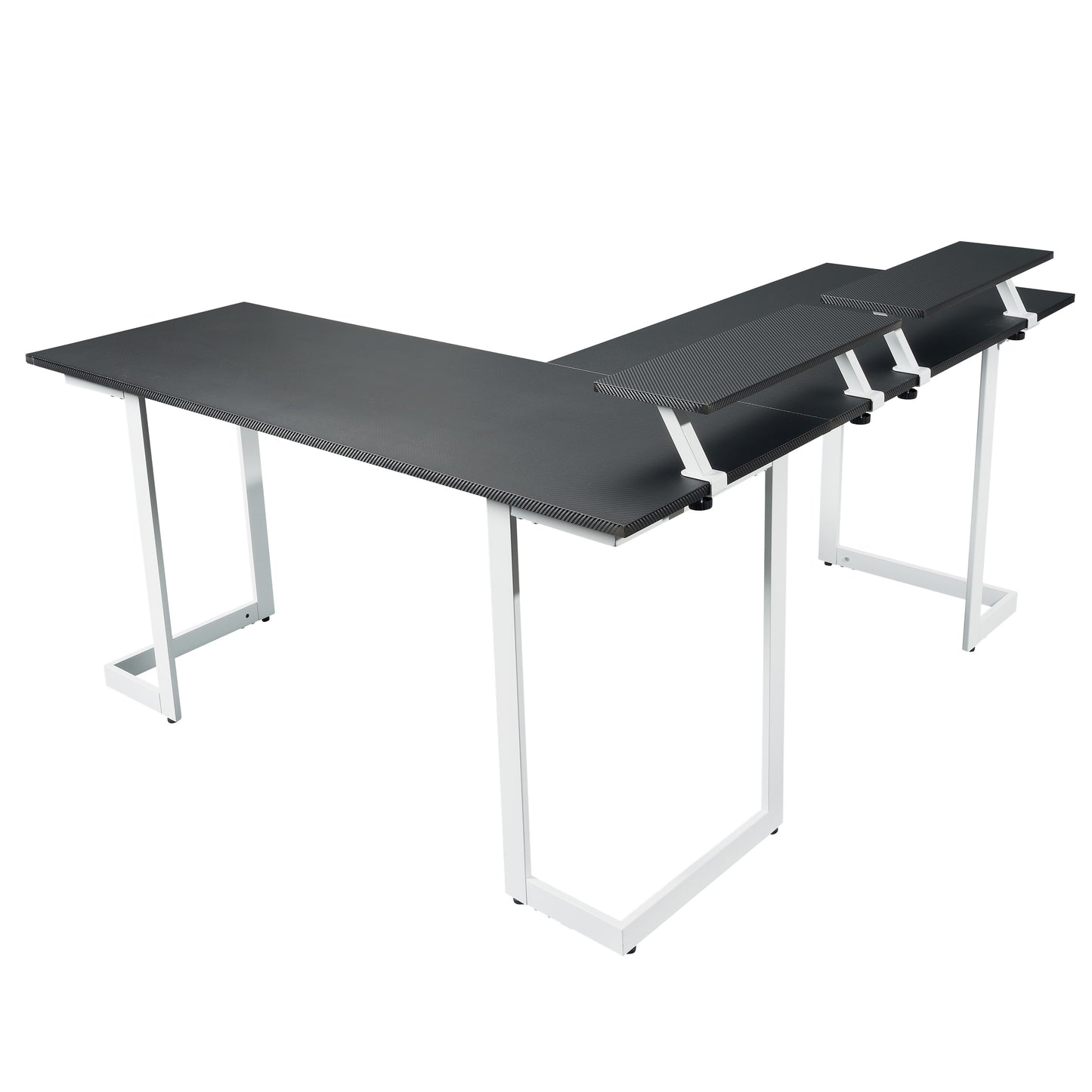 Sport Warrior L-Shaped Gaming Desk Senior Computer Office Study Table White/Black