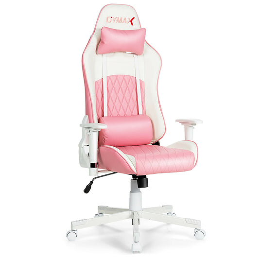 Gymax Gaming Chair Racing Style Adjustable Swivel Computer Office Chair Pink CB10206PK
