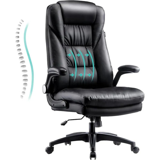 Office Chair, Big and Tall Desk Chair 400lbs Wide Seat, High Back PU Leather Ergonomic Computer with Adjustable Armrest