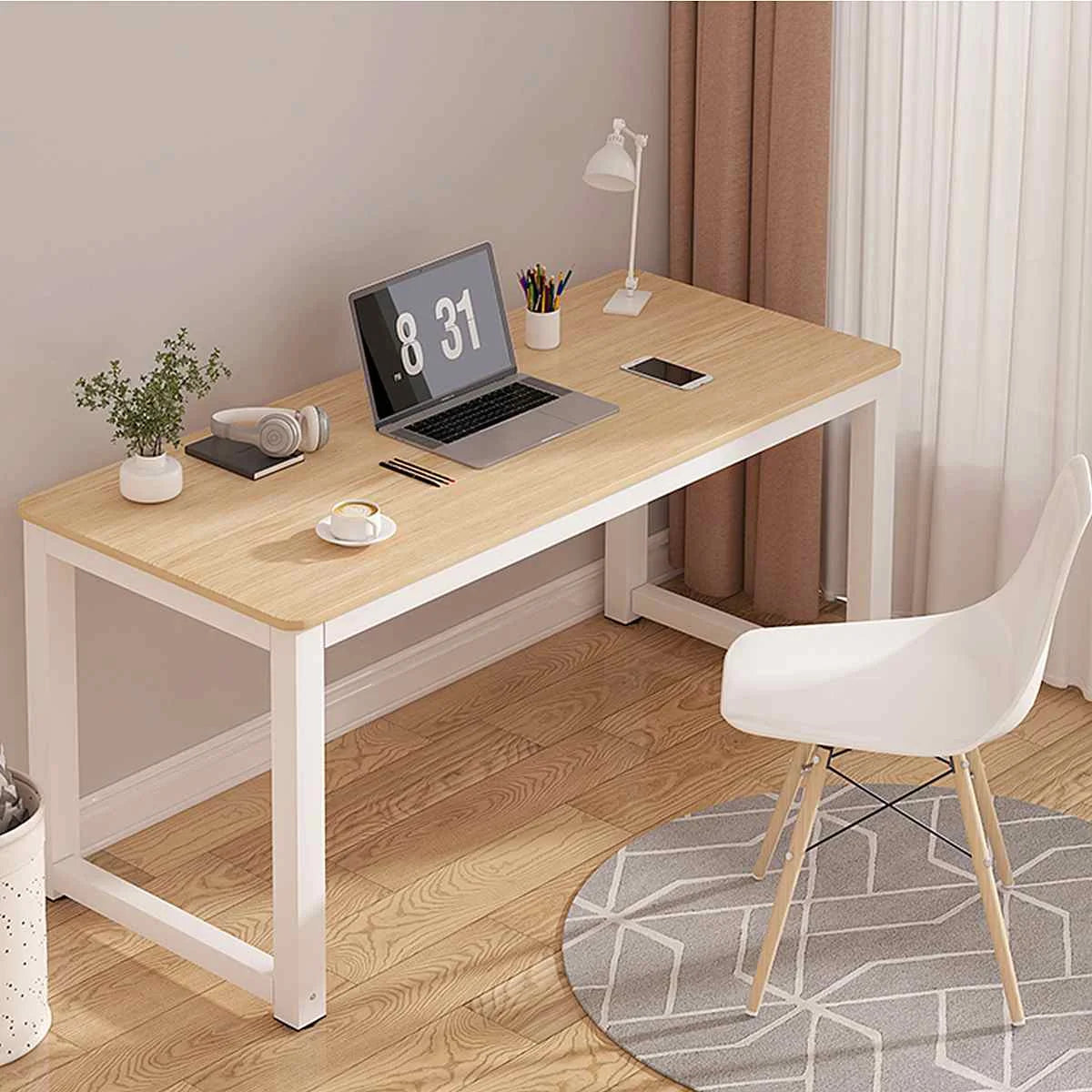 Modern Office Desk Computer Table Laptop Study Table Metal Steel Frame Easy Assembly Home Office Workstation