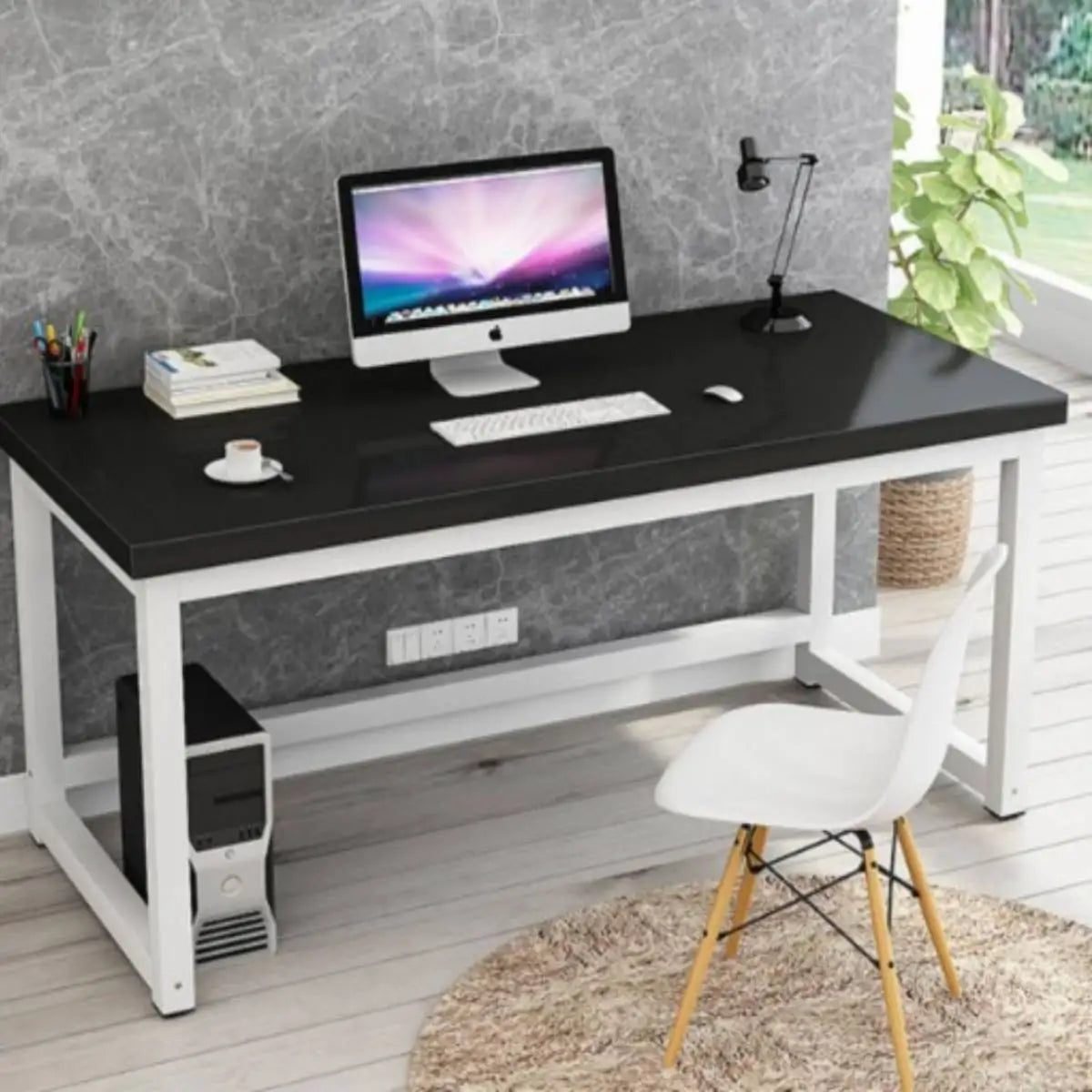 Modern Office Desk Computer Table Laptop Study Table Metal Steel Frame Easy Assembly Home Office Workstation