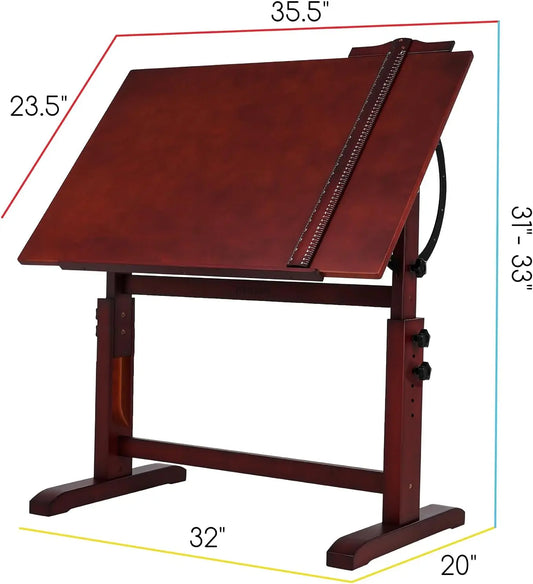 MEEDEN Vintage Wood Drafting Table & Stool Set, Artist Drafting Chair and Craft Table with Adjustable Height,