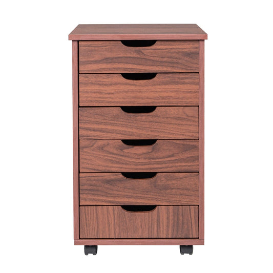 PVC Wooden Filing Cabinet 7/6/5 Drawers MDF Dark Walnut Color/Gray/White[US-Stock]