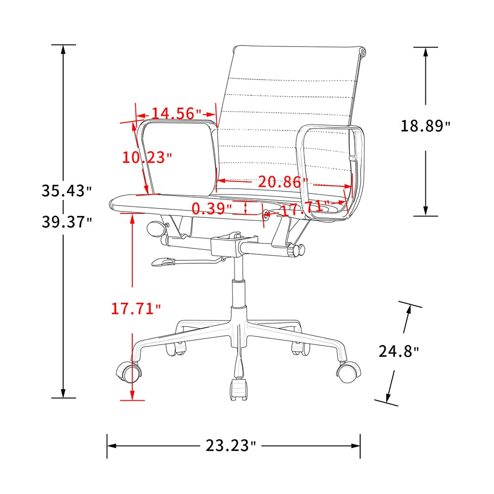 Genuine Leather Office Computer Chair Aluminum Base Simple Lifting Study Swivel Art Backrest Brown/Black Comfortable Safe, 330.6 lbs