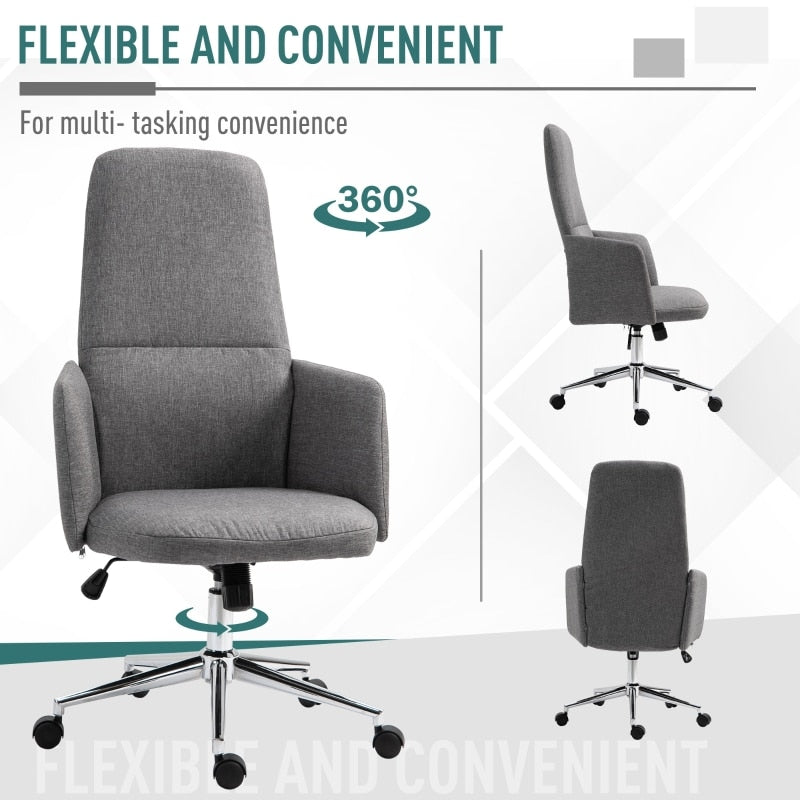 Grey Swivel Office Chair Modern Design High Back Business Recliner Desktop Computer Chair,