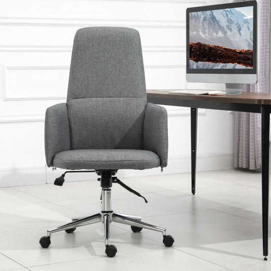Grey Swivel Office Chair Modern Design High Back Business Recliner Desktop Computer Chair,