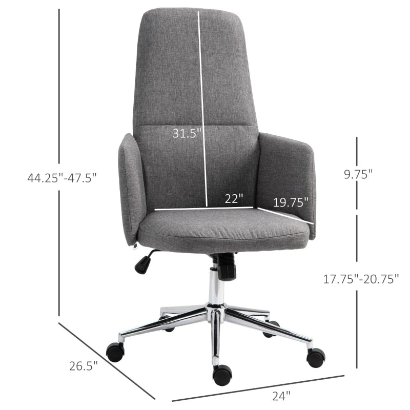 Grey Swivel Office Chair Modern Design High Back Business Recliner Desktop Computer Chair,