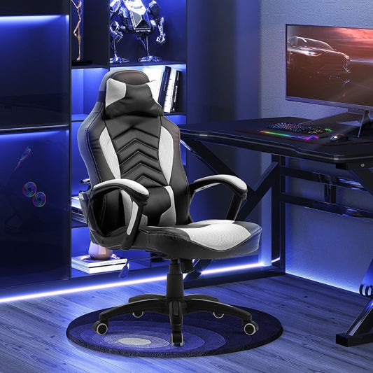 Computer Gaming Chair With Massage 5 Modes,and 6 Vibrating Point Racing Style Heated Desk Chair Swivel Rolling Chair with Headrest,
