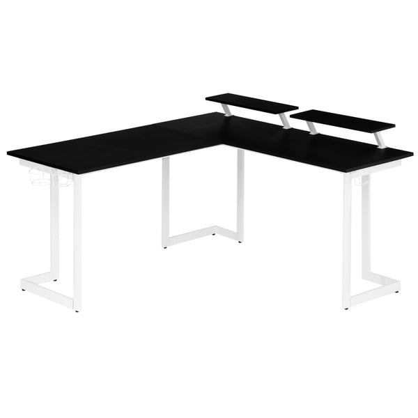 Sport Warrior L-Shaped Gaming Desk Senior Computer Office Study Table White/Black
