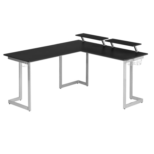 Sport Warrior L-Shaped Gaming Desk Senior Computer Office Study Table White/Black